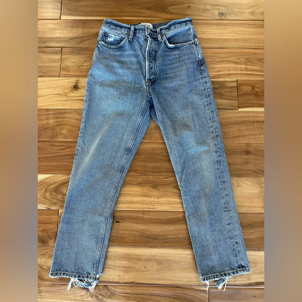 Agolde Riley Cropped Light Wash Jeans. Size 26 - Picture 5 of 9